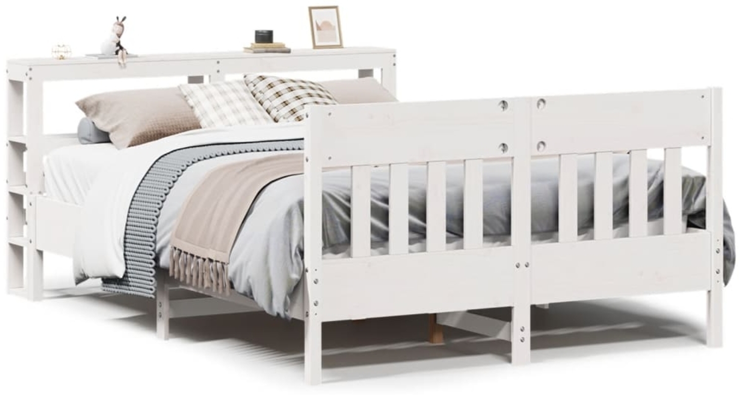 vidaXL Massivholzbett ohne Matratze Weiß 140x190 cm Kiefernholz 3306277 Bild 1