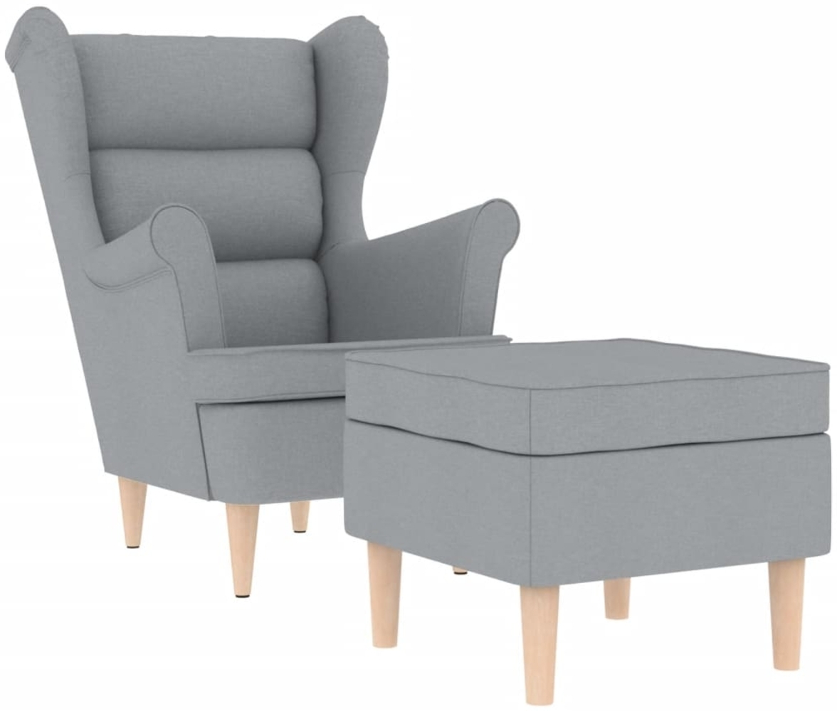 vidaXL Sessel mit Fußhocker Hellgrau Stoff 3307989 Bild 1