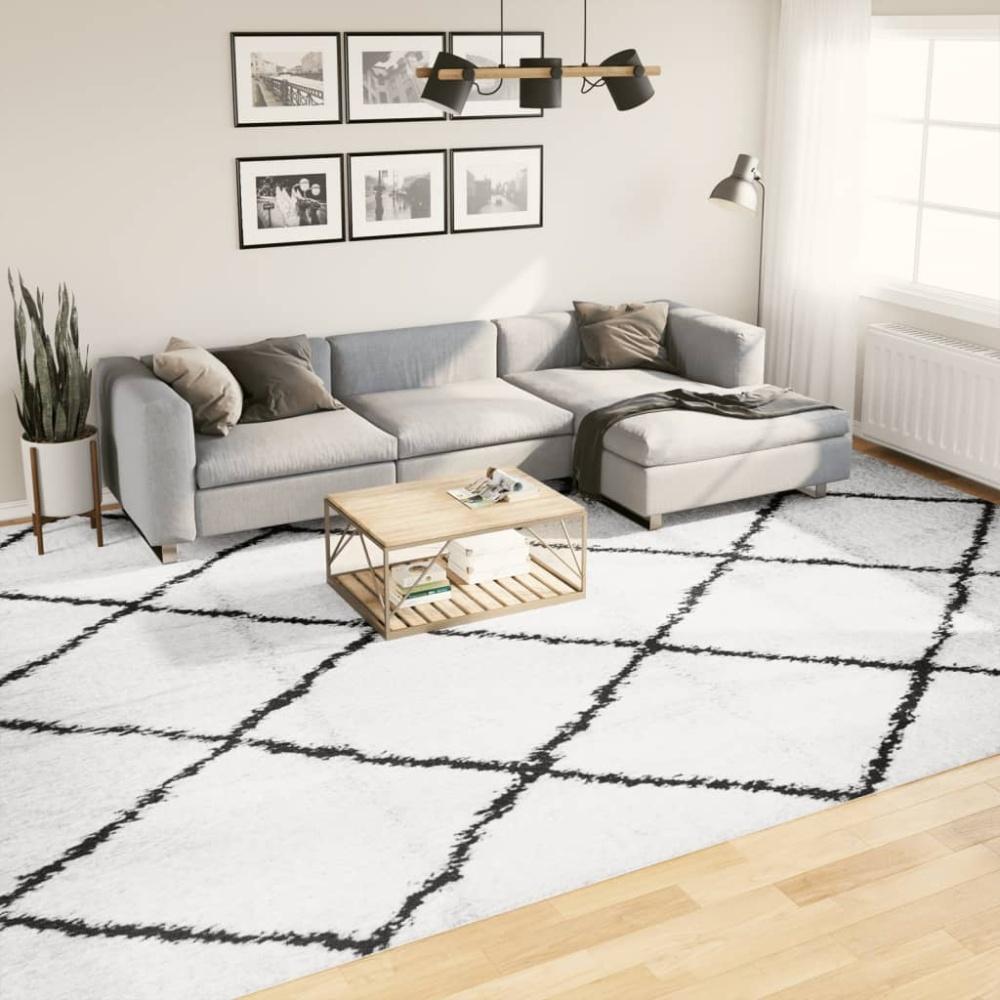 vidaXL Shaggy-Teppich PAMPLONA Hochflor Modern Creme Schwarz 300x400cm 375374 Bild 1