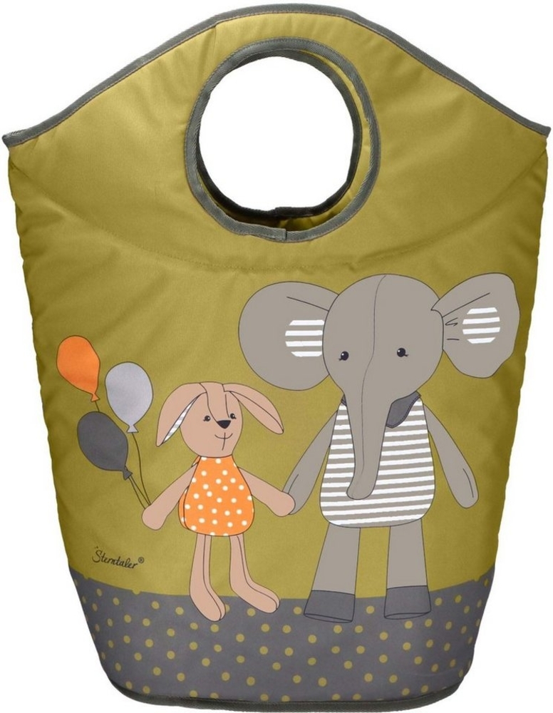 Sterntaler Baby Unisex Aufbewahrungskorb Baby Kinder Aufbewahrungskorb Elefant und Hase - Babywäschekorb - dunkelgrün Bild 1