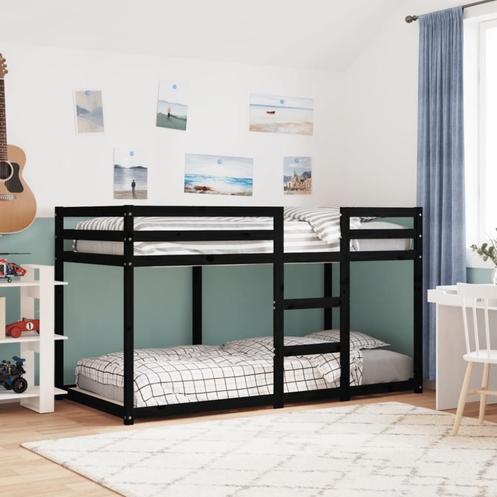 vidaXL Etagenbett Schwarz 90x190 cm Massivholz Kiefer 3206509 Bild 1