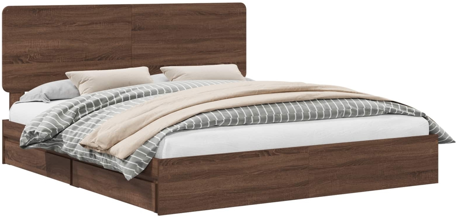 vidaXL Aufbewahrungsbett Braun Eichen-Optik 200x200 cm Holzwerkstoff 3412657 Bild 1