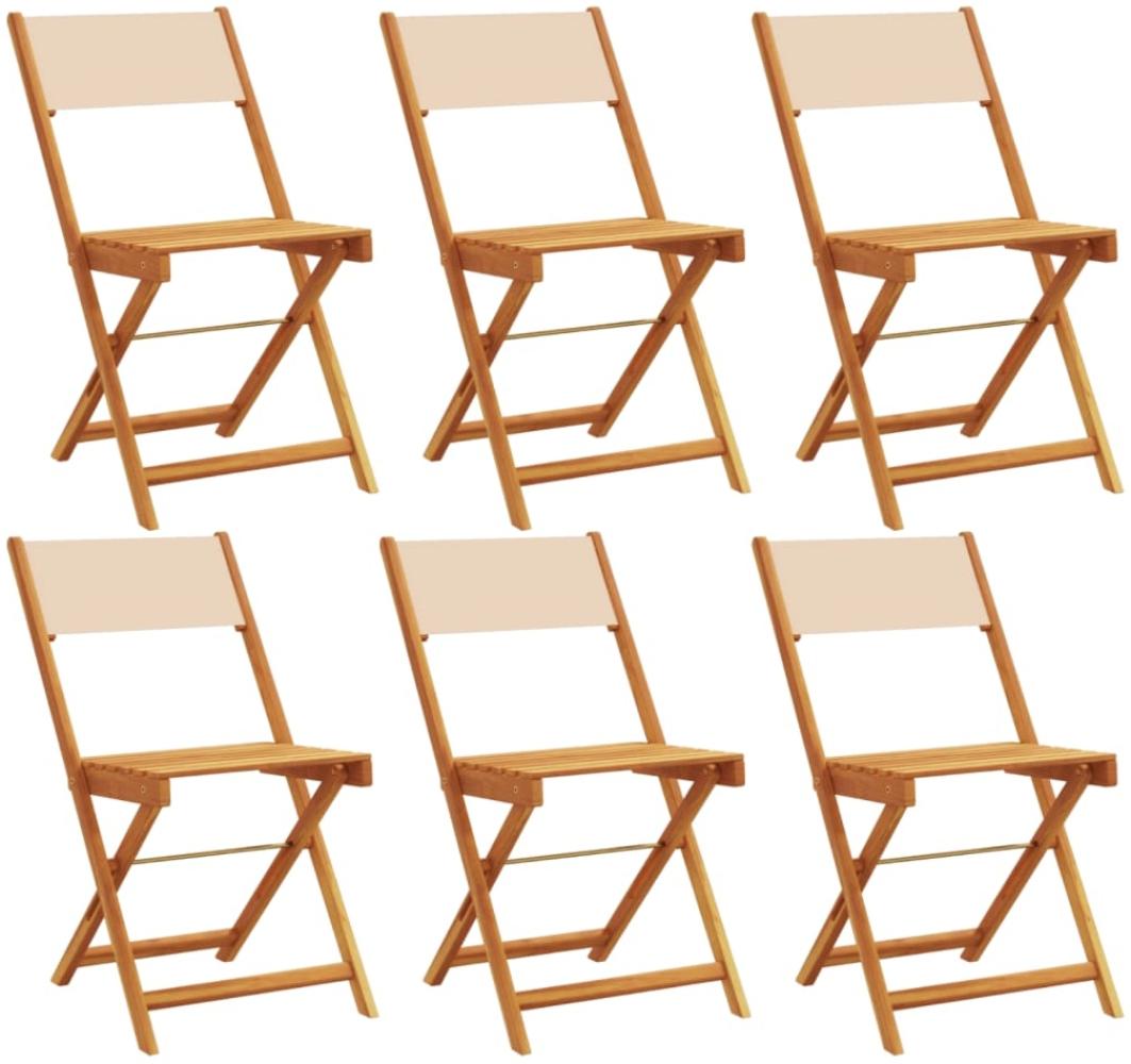 vidaXL Gartenstühle 6 Stk. Klappbar Beige Stoff und Massivholz 3214620 Bild 1