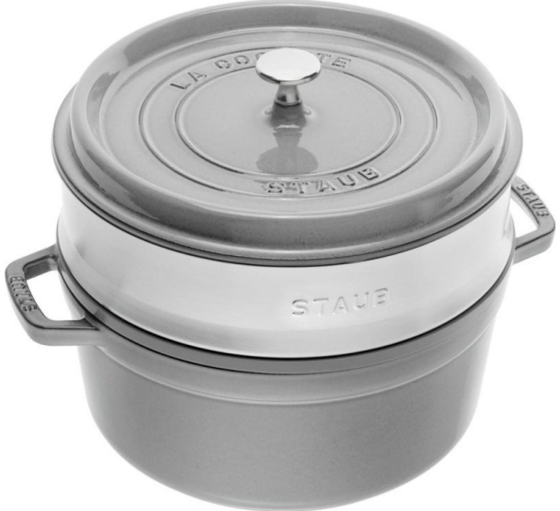 Staub La Cocotte Cocotte mit Dämpfeinsatz 24 cm, rund, Graphit-Grau, Gusseisen Bild 1