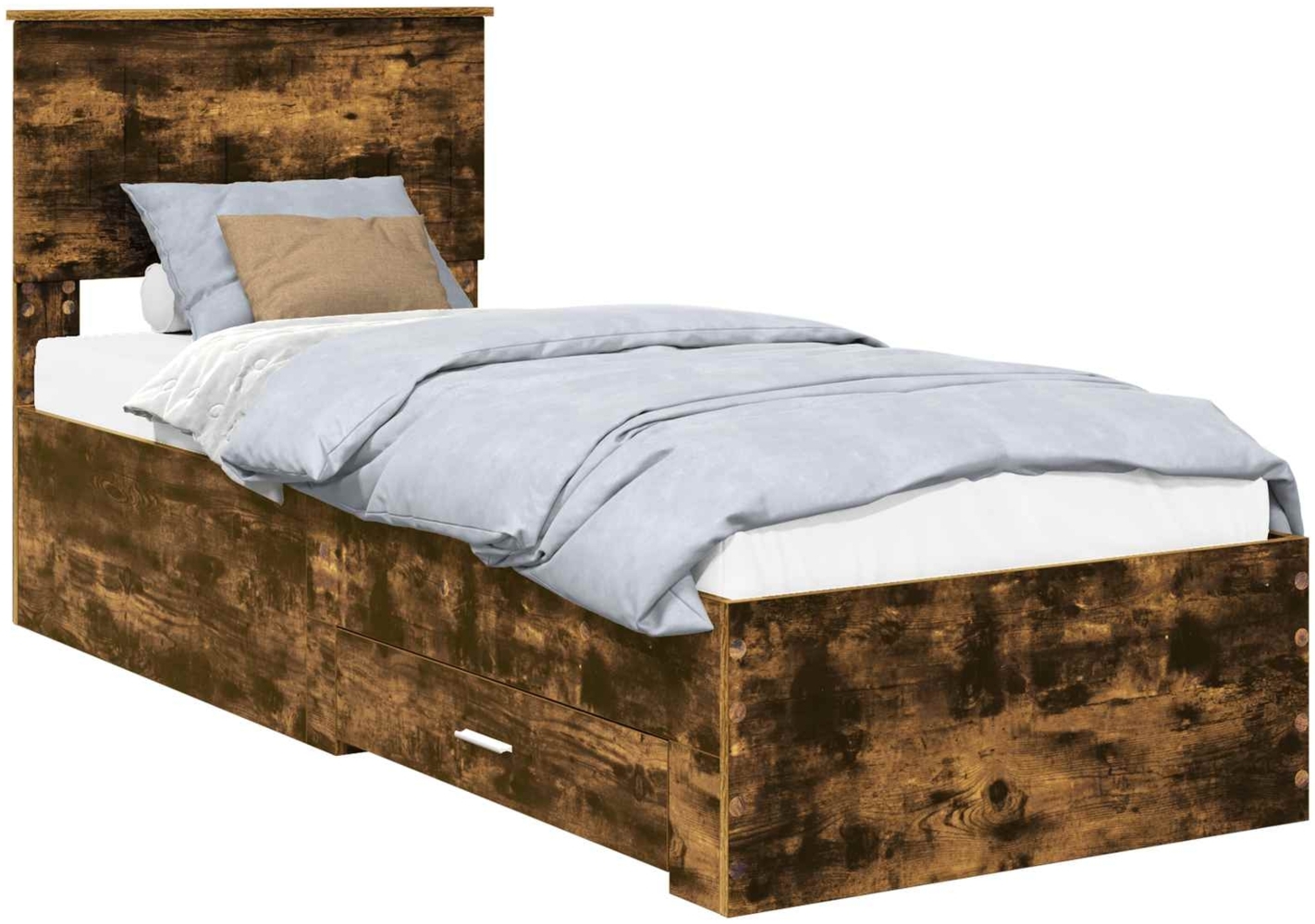 vidaXL Bettrahmen Rauchige Eiche und Silber 75x190 cm Holzwerkstoff 3410962 Bild 1