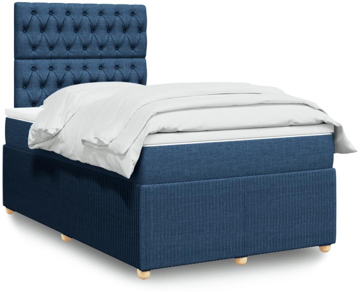 vidaXL Boxspringbett mit Matratze Blau 120x190 cm Stoff 3294308 Bild 1