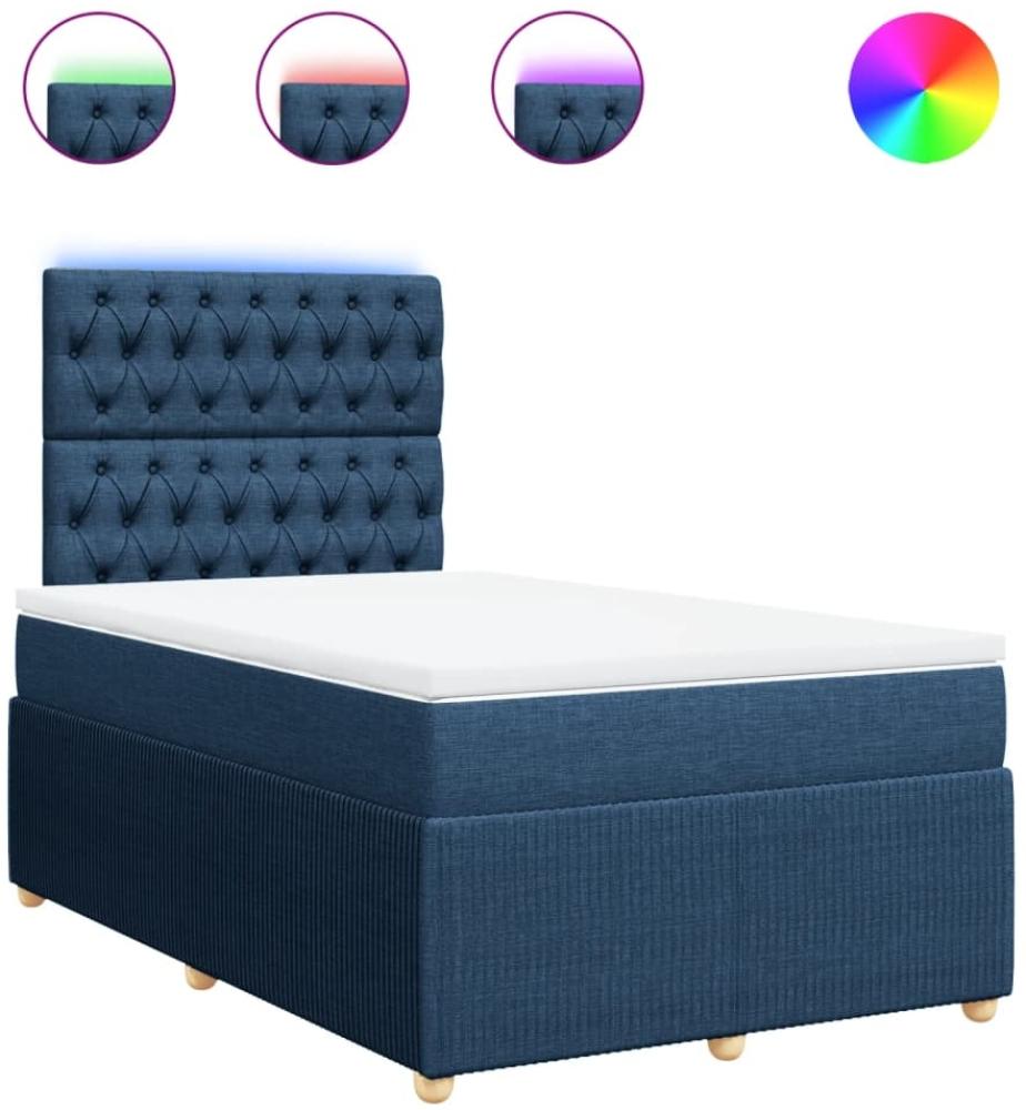 vidaXL Boxspringbett mit Matratze Blau 120x190 cm Stoff 3294308 Bild 1