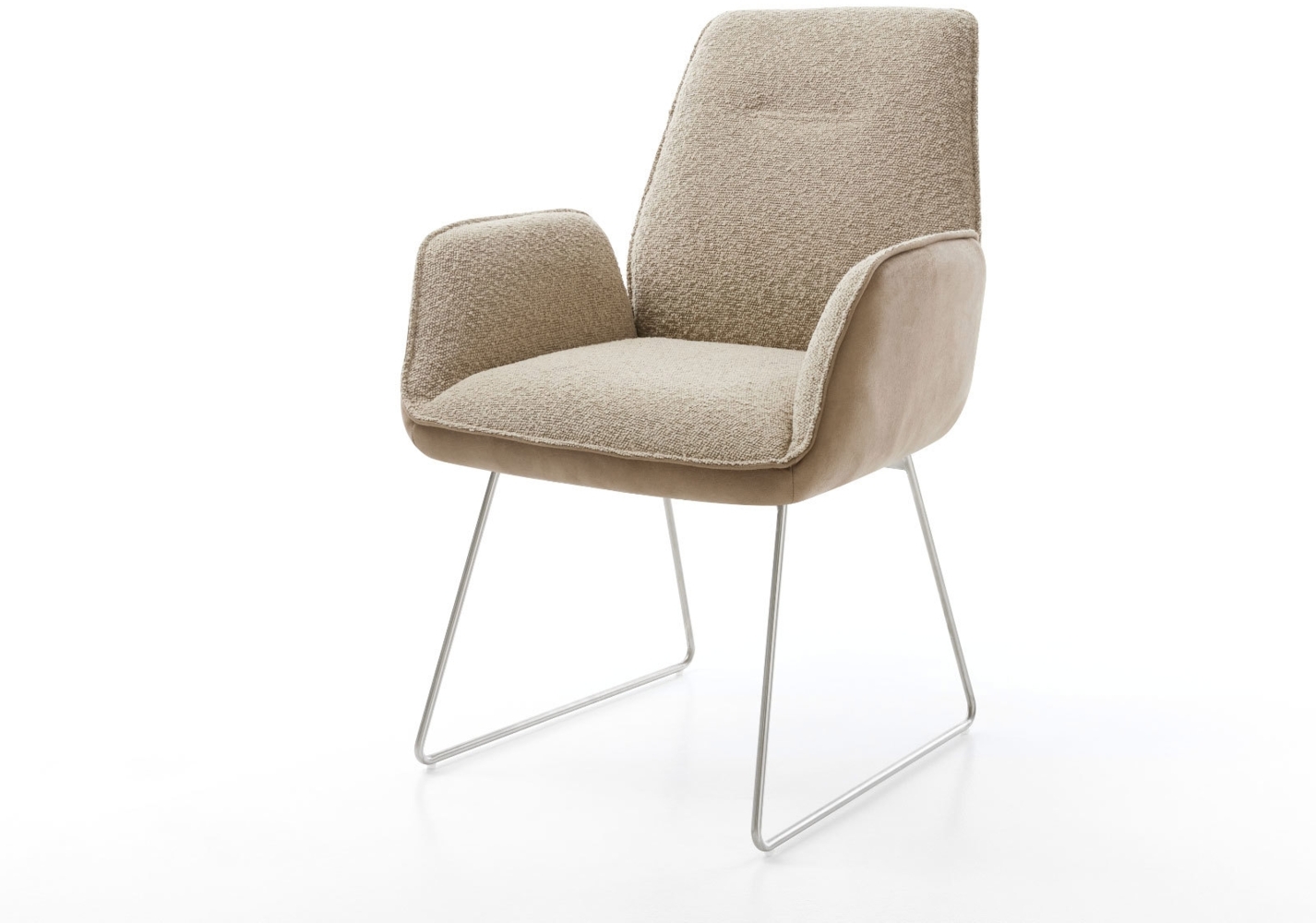 Esszimmerstuhl Zoa-Flex Materialmix Schlamm Kufengestell Edelstahl Taschenfederkern Bild 1