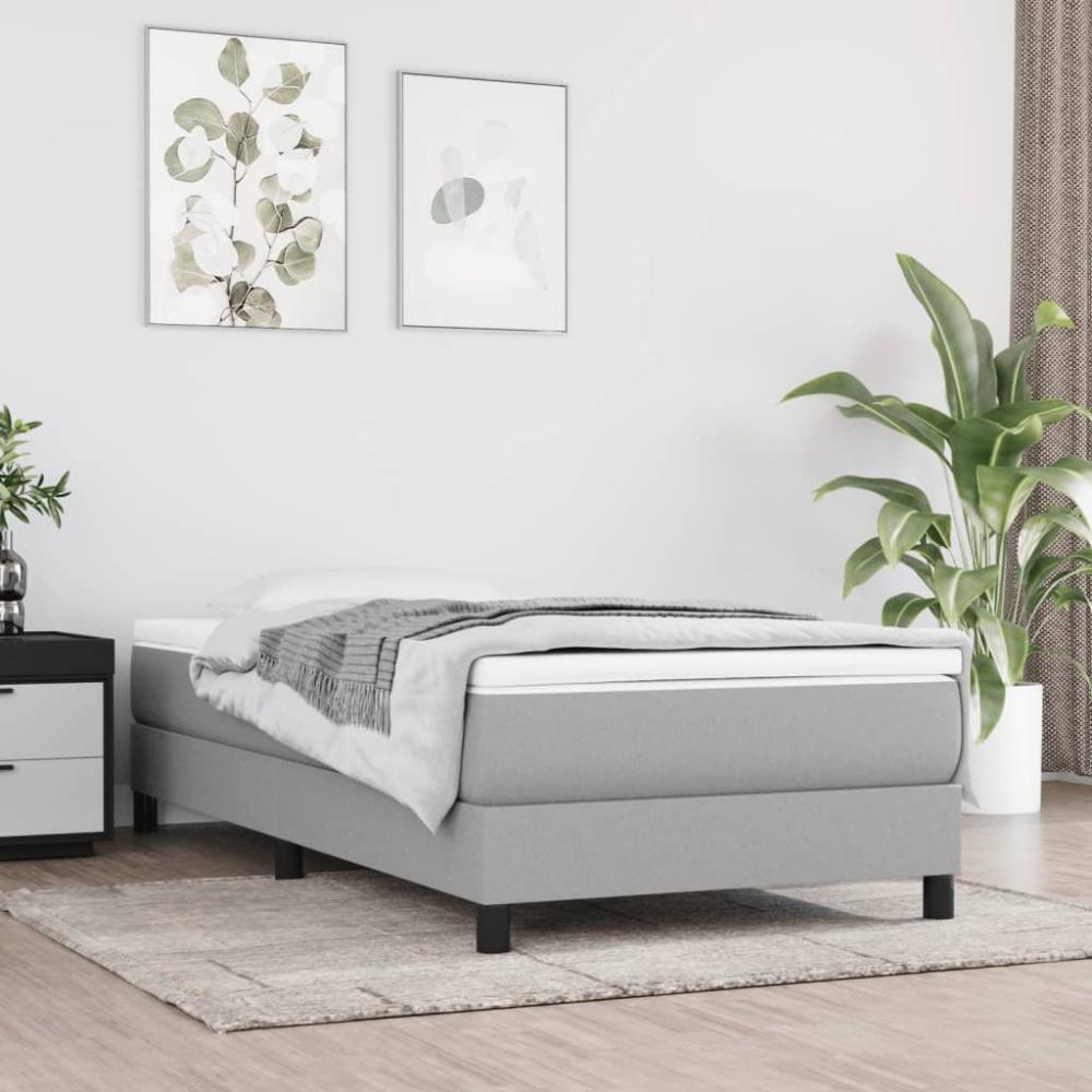vidaXL Boxspringbett mit Matratze Hellgrau 90x190 cm Stoff 3144037 Bild 1