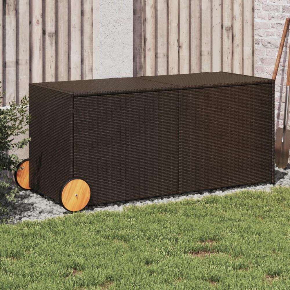 vidaXL Gartentruhe mit Rollen Braun 283L Poly Rattan 365317 Bild 1