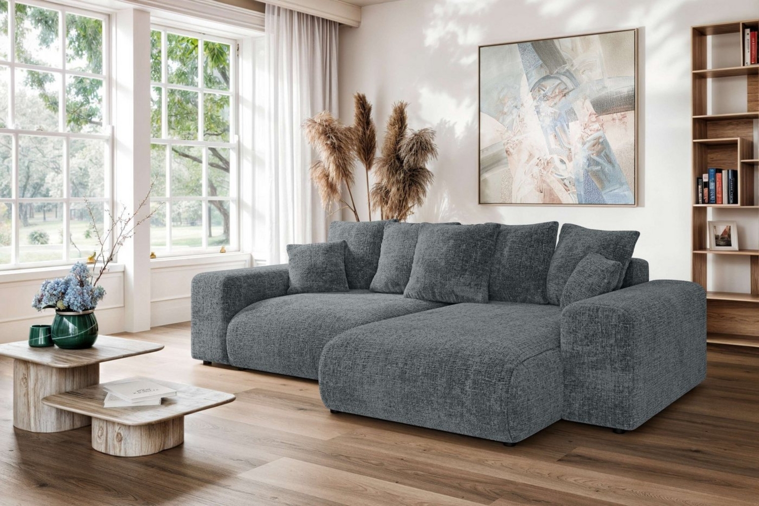 Home affaire Ecksofa LAKESIDE mit Bettfunktion und Bettkasten, B/T/H 257/166/84 cm, L-Form, Recamiere beidseitig montierbar, mit Wellenunterfederung Bild 1