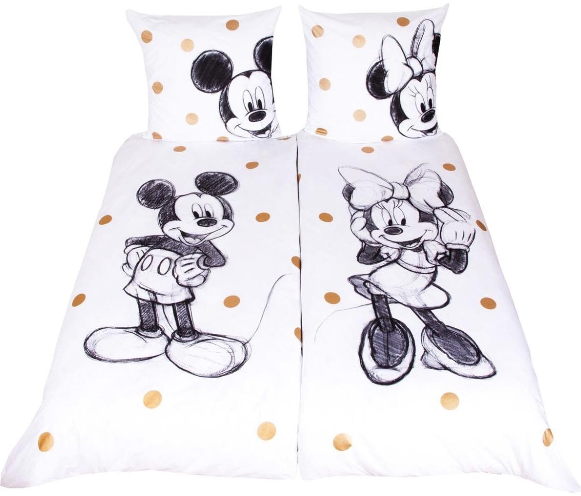 JACK Partnerbettwäsche Mickey & Minnie Mouse Disney 135x200cm Partnerbettwäsche, Renforcé, 4 teilig, Partner-Bettwäsche, Reißverschluss Bild 1