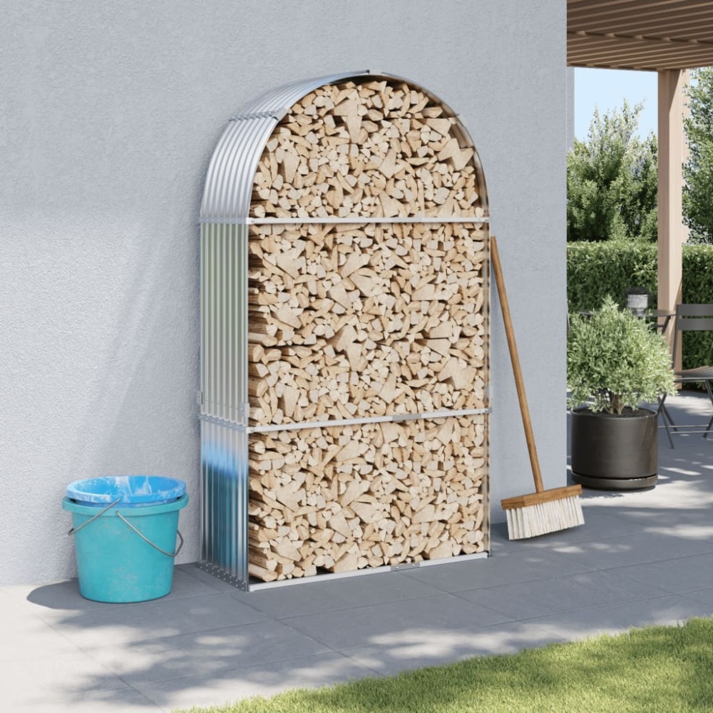 vidaXL Kaminholzunterstand Silbern 120x45x210 cm Verzinkter Stahl 364592 Bild 1