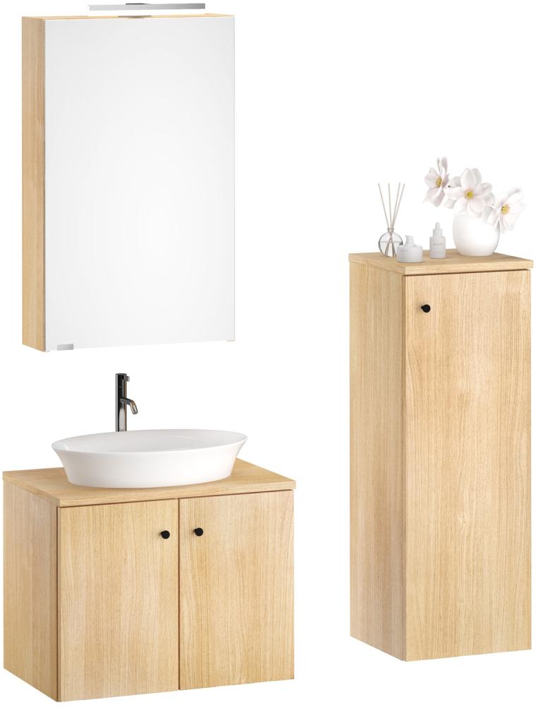 Badezimmermöbel-Set Spiegelschrank Waschtisch Schrank Eiche Dekor V-90.59-03 Bild 1