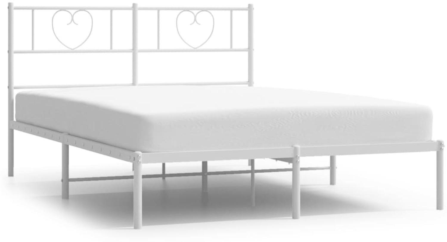 vidaXL Bettgestell mit Kopfteil Metall Weiß 140x190 cm 355512 Bild 1