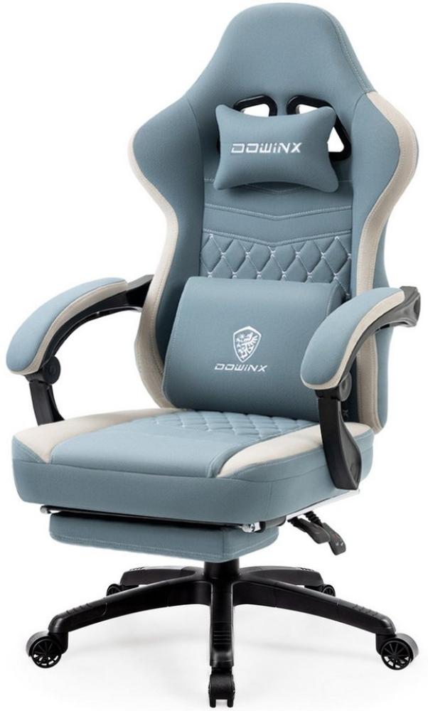 Dowinx Gaming-Stuhl Stoff-Massage-Gaming-Stuhl mit Fußstütze, ergonomisches Design, Gamer-Stuhl, maximale Belastbarkeit 160kg, Blau Bild 1