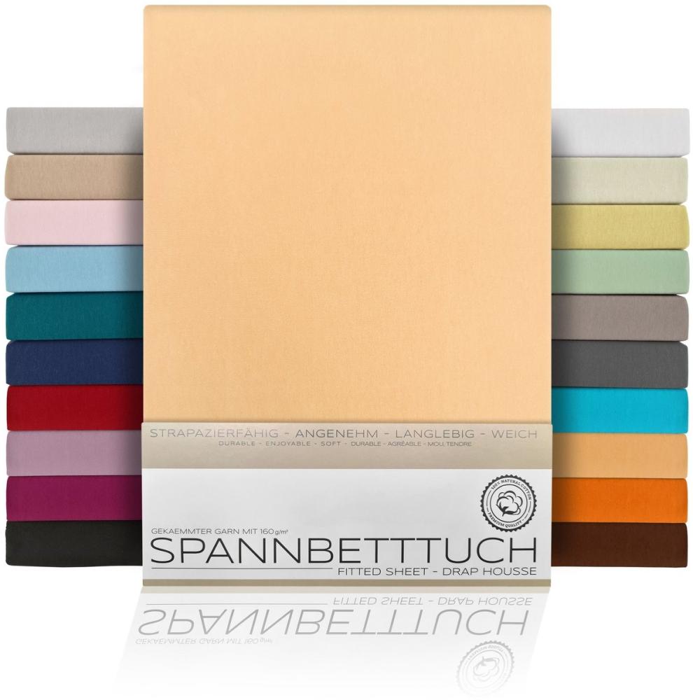 Beautex Spannbettlaken Spannbetttuch Bettlaken aus gekämmter Baumwolle Premium Jersey 160g/m², Jersey, Gummizug: rundum, (1 Stück) Bild 1