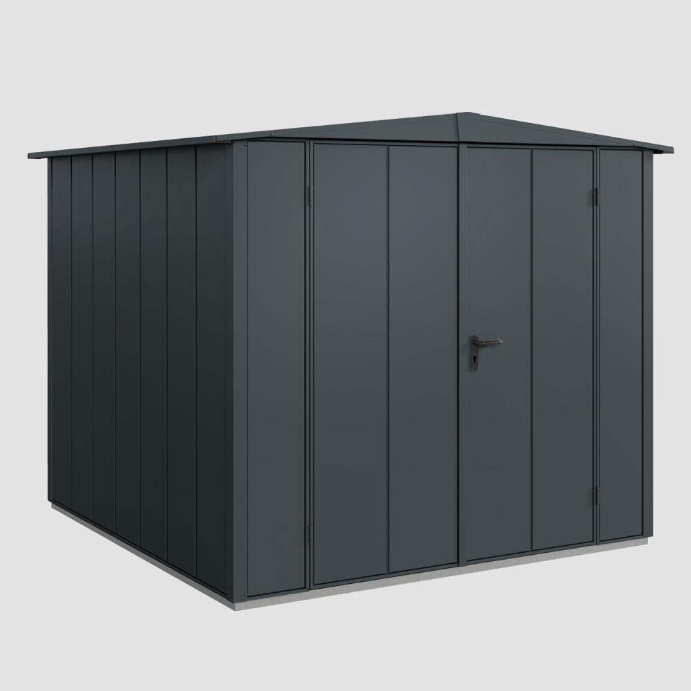 Hörmann Ecostar Metall-Gerätehaus Elegant mit Satteldach Typ 2, 238 x 238 cm , anthrazitgrau, 5,7 m²,2-flüglige Tür Bild 1