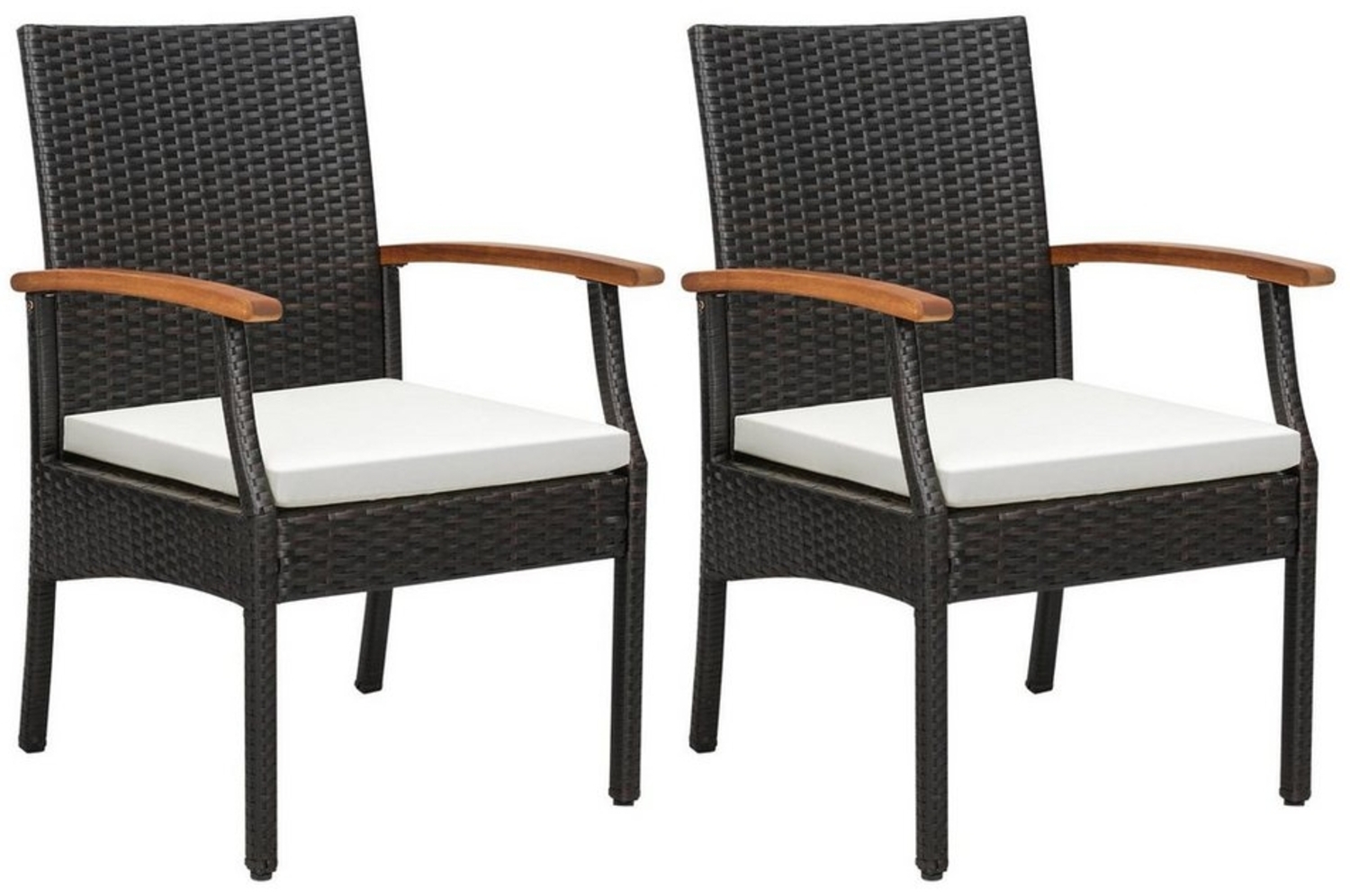KOMFOTTEU Gartenstuhl, 2 Stück PE-Rattan-Stühle, mit Sitzkissen mit Bild 1