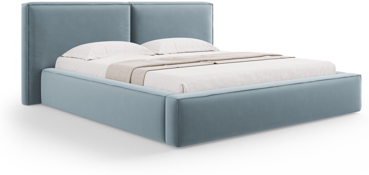 Micadoni Bett Jodie Samtstoff Bluvel Hellblau 180x200 Bild 1