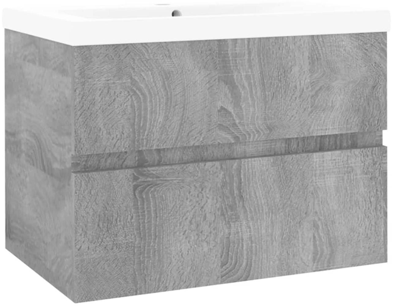 vidaXL Waschbeckenschrank mit Einbaubecken Grau Sonoma Holzwerkstoff 3152868 Bild 1