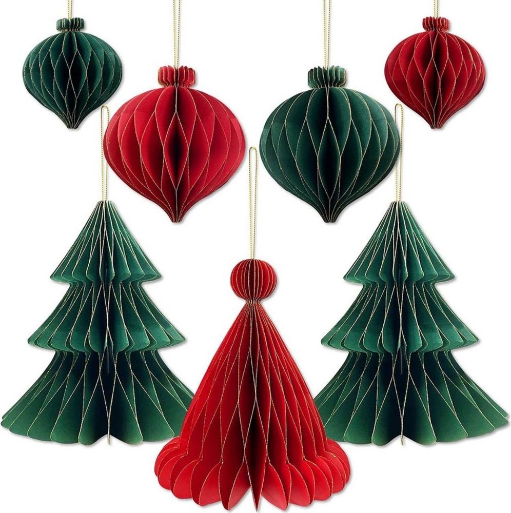 Coonoor Papiersterne 7PCS Weihnachtsbaum Dekor hängen wirbelt Deckendekoration, für Weihnachten Geburtstag Party Dekoration Home Decor Bild 1