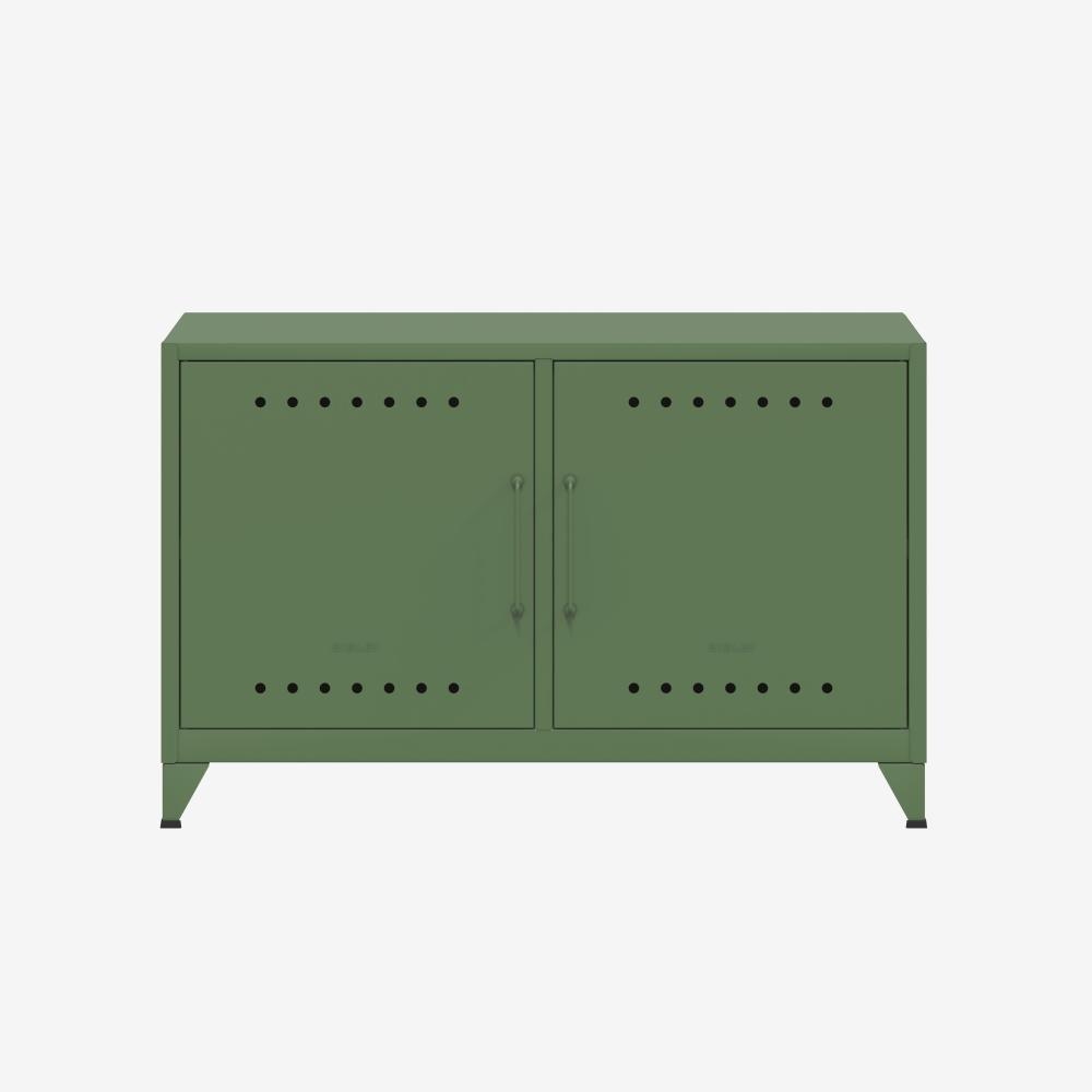 Bisley Fern Cabby Sideboard, mit einem festen Fachboden, Kabeldurchlass in der Rückwand und einem Klett-Kabelhalter, aus hochwertigem, nachhaltigem Stahl hergestellt, 16 mm große Design Lüftungslöcher auf allen Türen, moderner und industrieller Flair, ... Bild 1