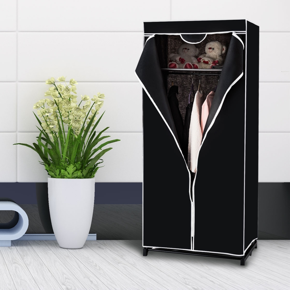 75 x 50 x 170 cm Farbwahl Kleiderschrank Stoffschrank mit Kleiderstange-Schwarz Bild 1