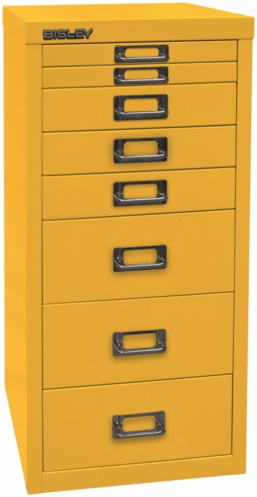 Bisley Multidrawer Schubladenschrank aus Metall mit 8 Schubladen DIN A4 ohne Sockel - Farbe: Zinkgelb, L298-641 Bild 1