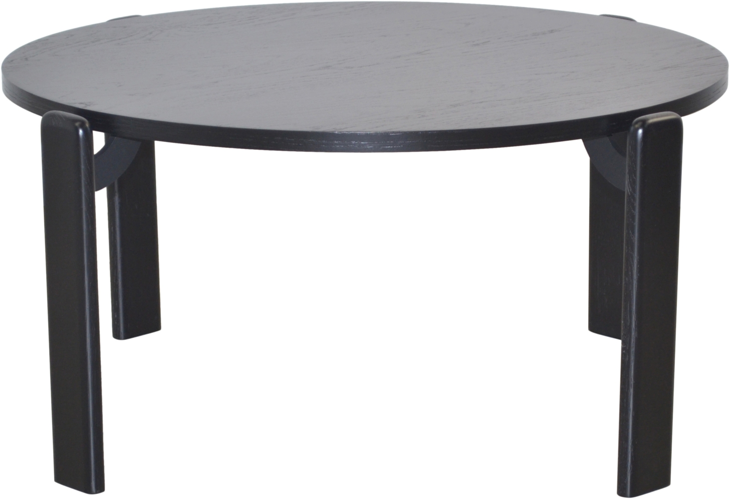 Klassicher Couchtisch mit Massivholz Beinen, rund, schwarz Bild 1