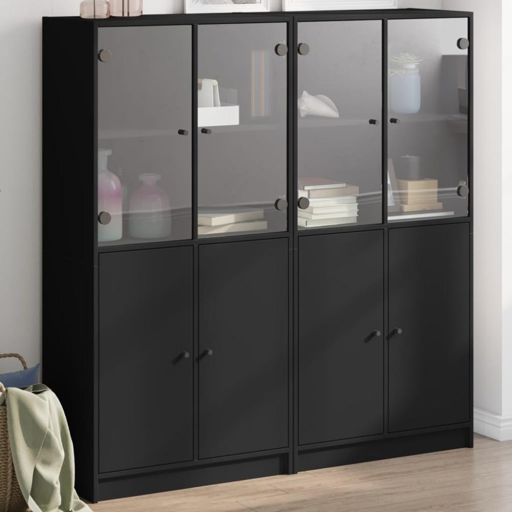 vidaXL Bücherschrank mit Türen Schwarz 136x37x142 cm Holzwerkstoff 3206525 Bild 1