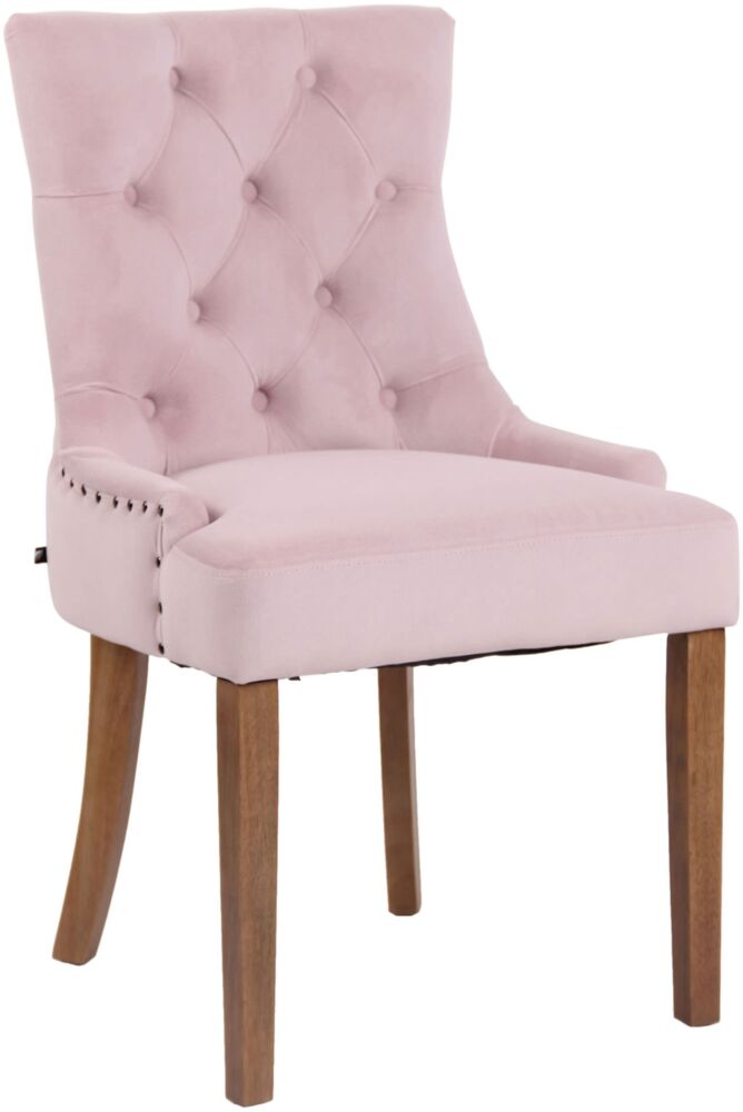 Esszimmerstuhl HILON - Samt Pink 55x58x92 cm Hellbraun | Essstühle Esszimmerstühle Küchenstühle Wohnzimmerstühle Bild 1