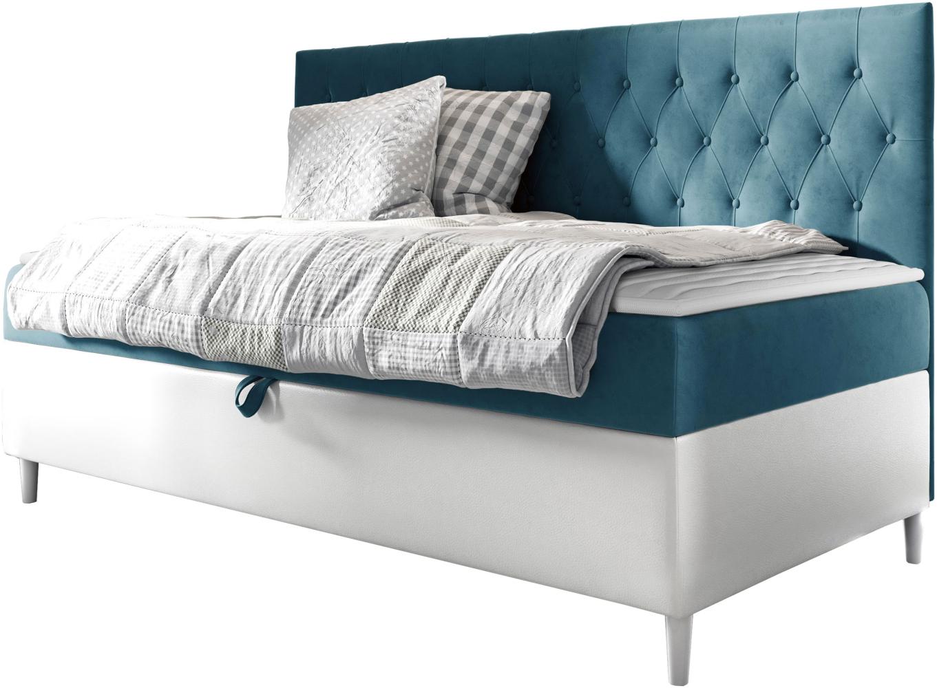 Boxspringbett 'Lenda Junior 2' blau 90 x 200 cm Bild 1