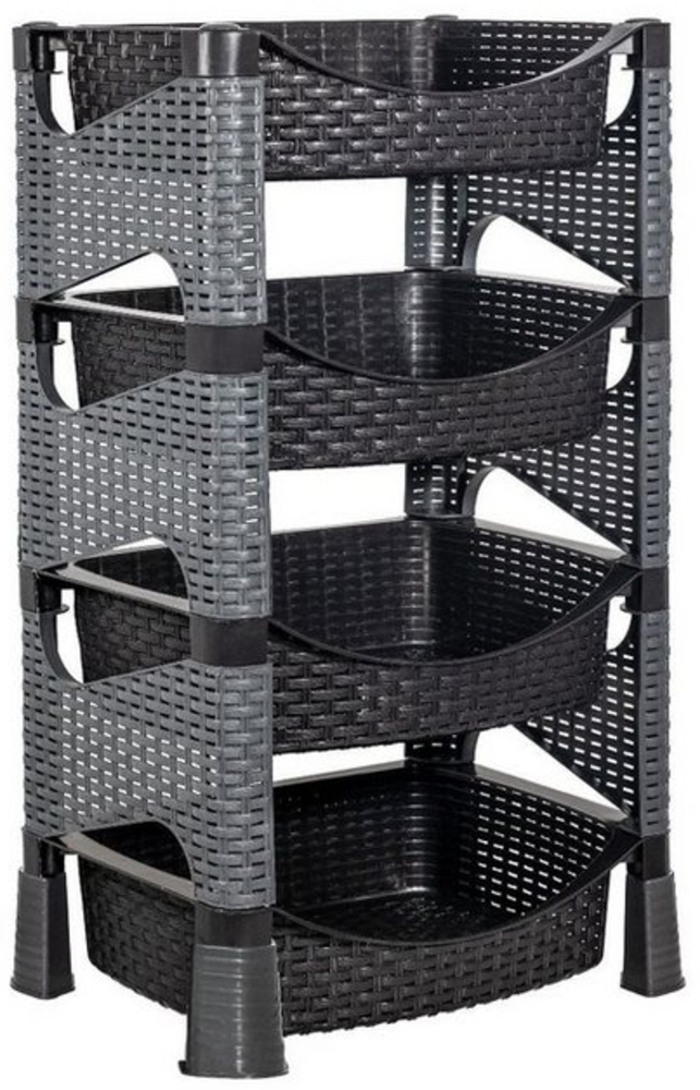 Kaufexpress GmbH Küchenregal Küchenregal mit 4 Etagen aus Kunststoff in Rattan-Optik, Aufbewahrung im stilvollen Rattan-Design Bild 1