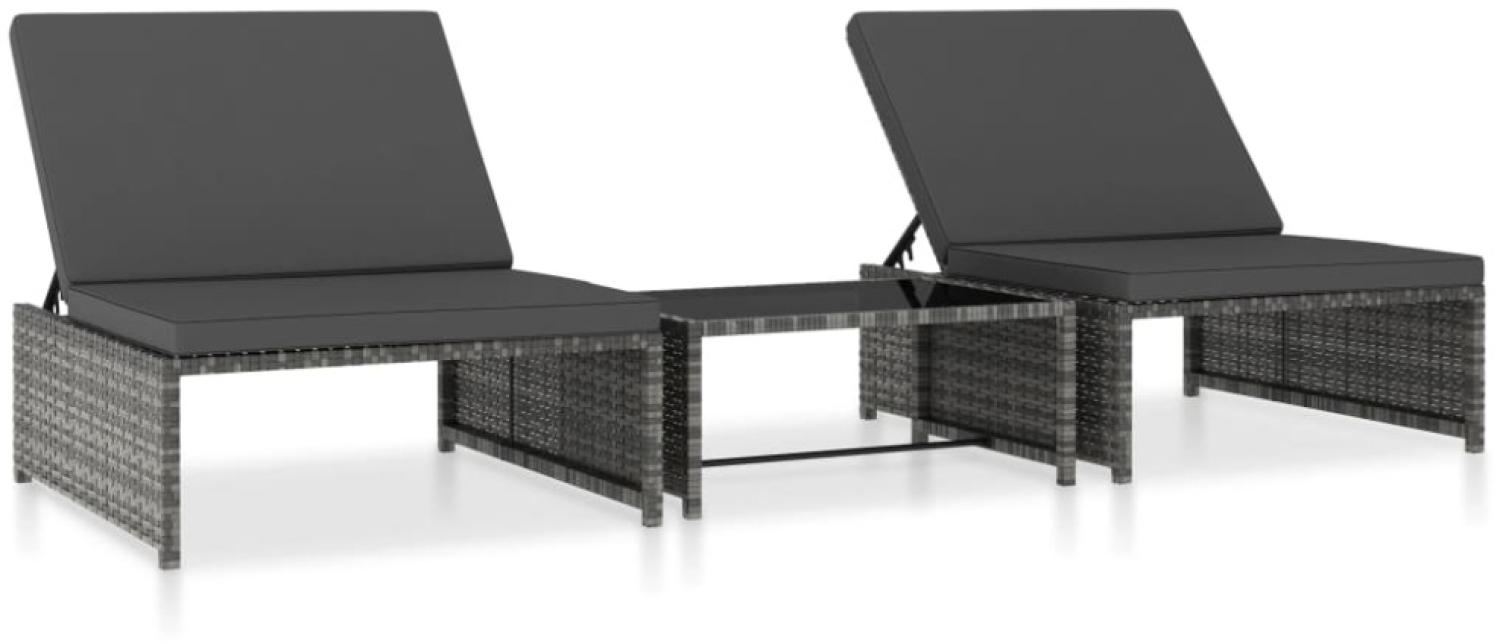 vidaXL Outdoor-Lehnstühle 2 Stk. mit Tisch Grau Poly Rattan 47401 Bild 1