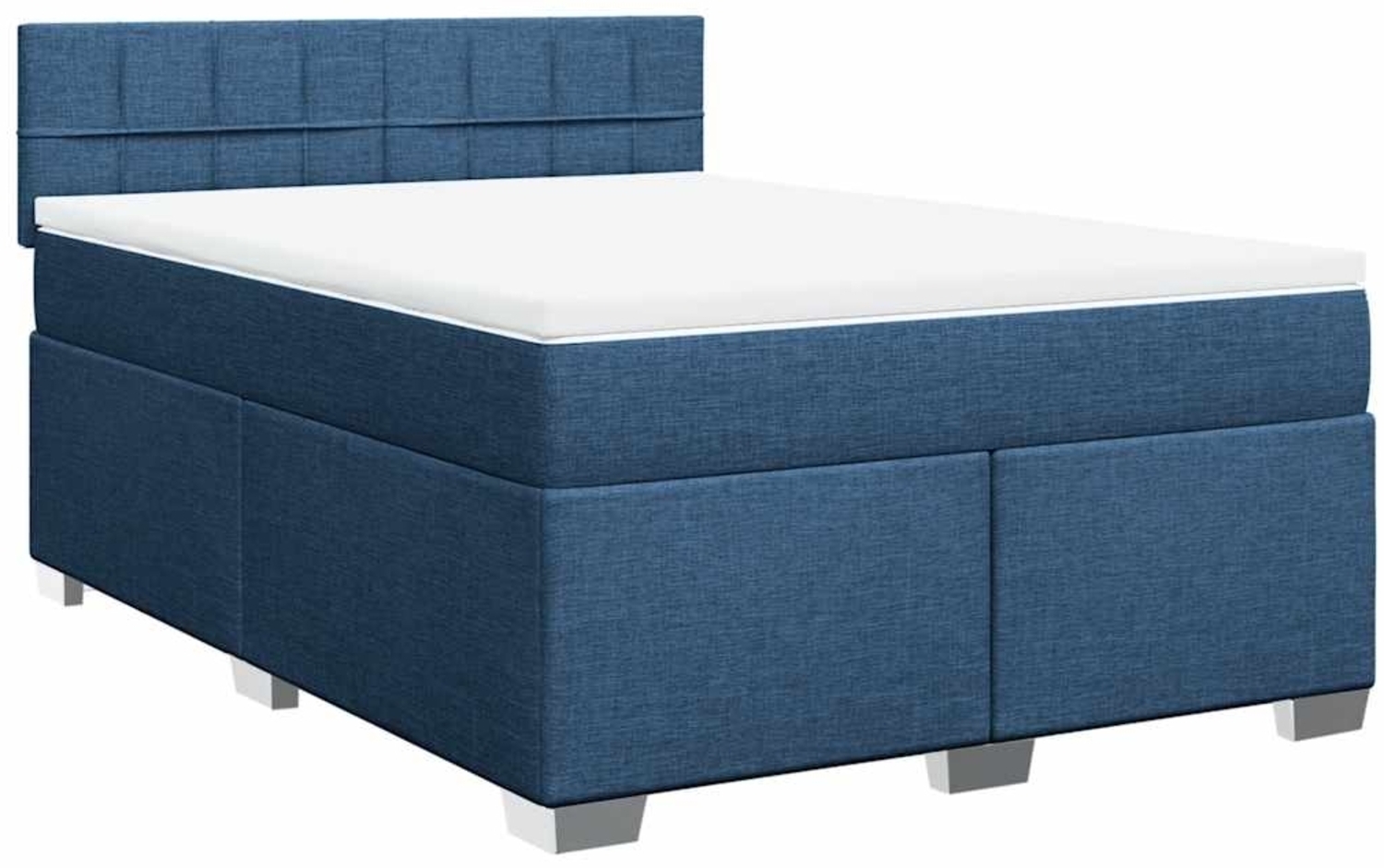 Boxspringbett mit Matratze, Stoff, Viereckige, grauer Fuß, Blau, 140x190 cm, false Bild 1