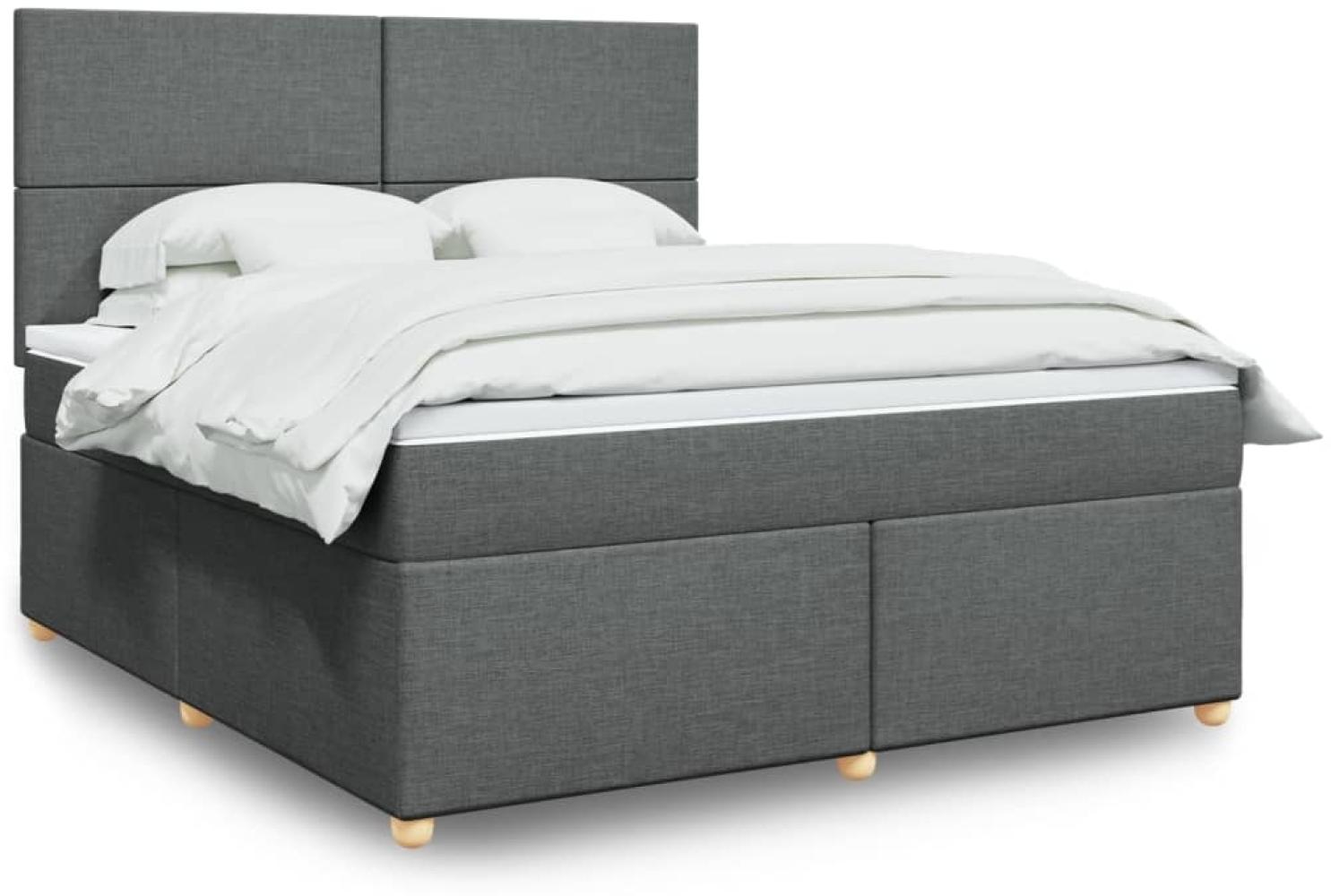 vidaXL Boxspringbett mit Matratze Dunkelgrau 180x200 cm Stoff 3293653 Bild 1