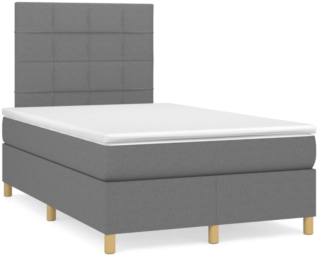 vidaXL Boxspringbett mit Matratze Dunkelgrau 120x190 cm Stoff 3269931 Bild 1