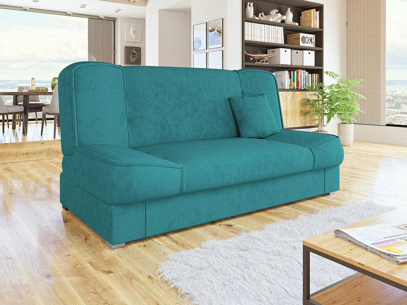 Mirjan24 'Gemini' Schlafsofa mit Bettkasten, 3 Sitzer Sofa, Couch mit Schlaffunktion, Bettsofa, 80 x 175 x 80 cm Türkis Bild 1