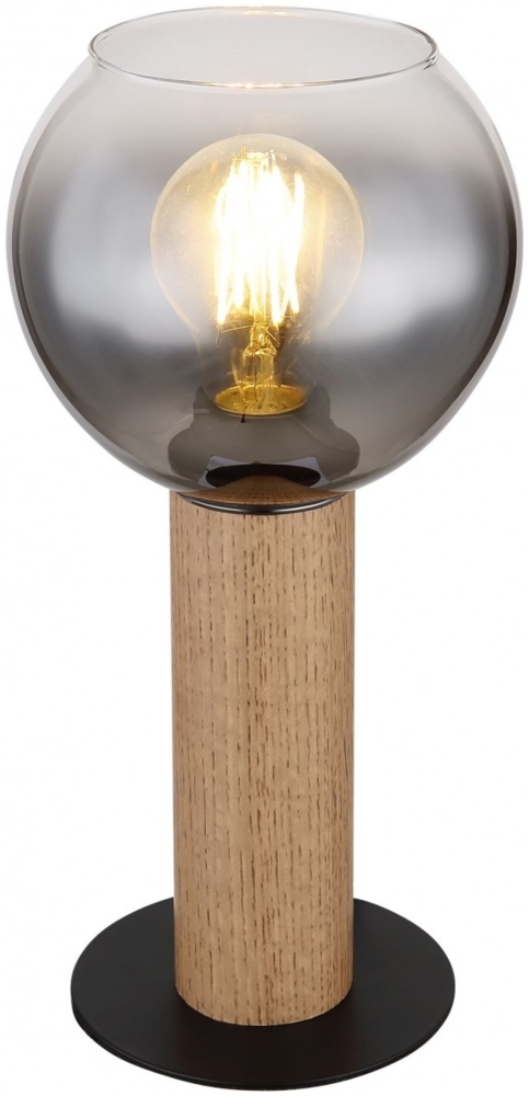 GLOBO Tischleuchte Wohnzimmer Tischlampe Holz Glas Nachttischlampe 15656T Bild 1