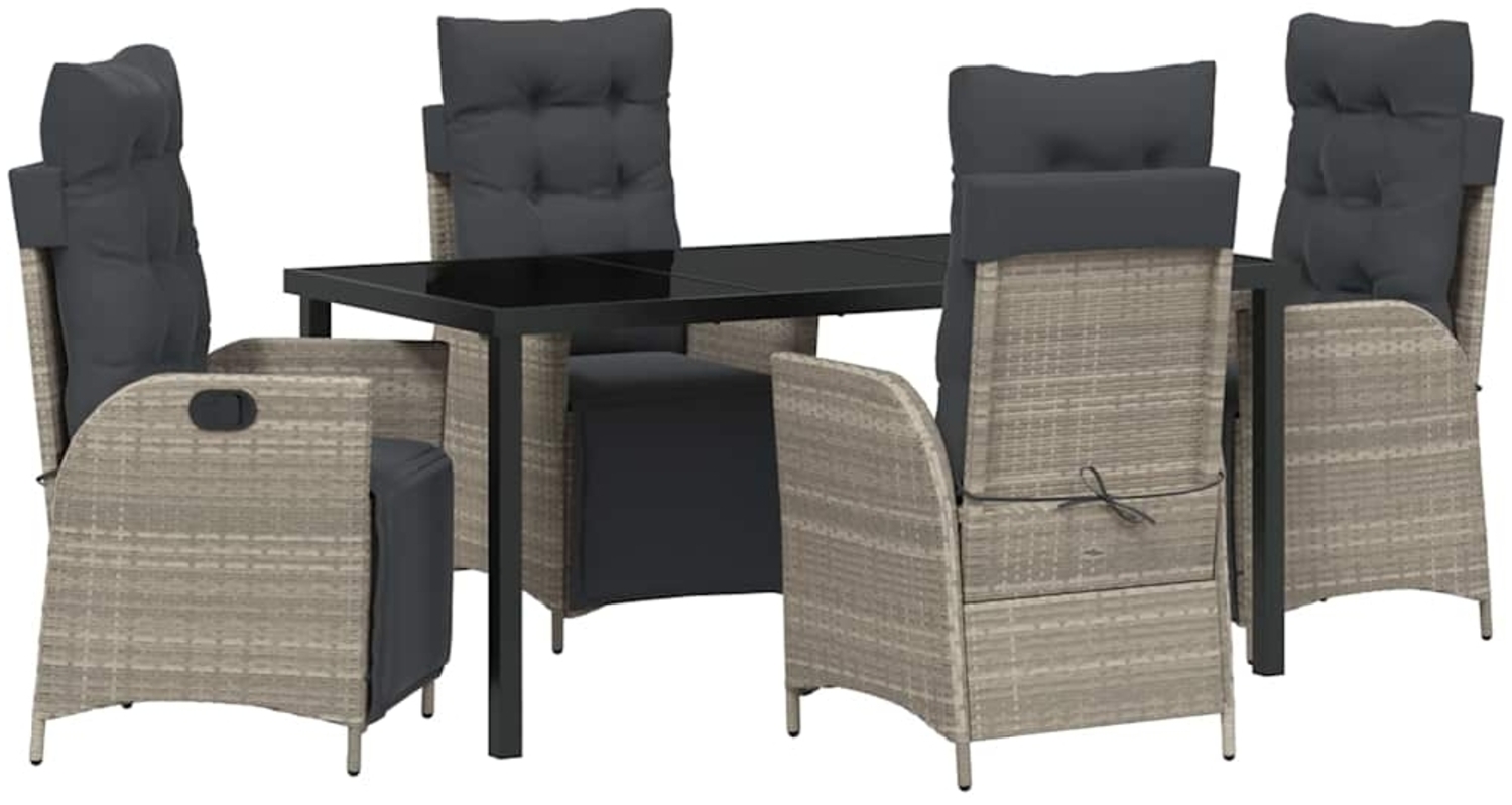 vidaXL Garten Essgruppe 5 pcs Hellgrau Poly Rattan 3380571 Bild 1