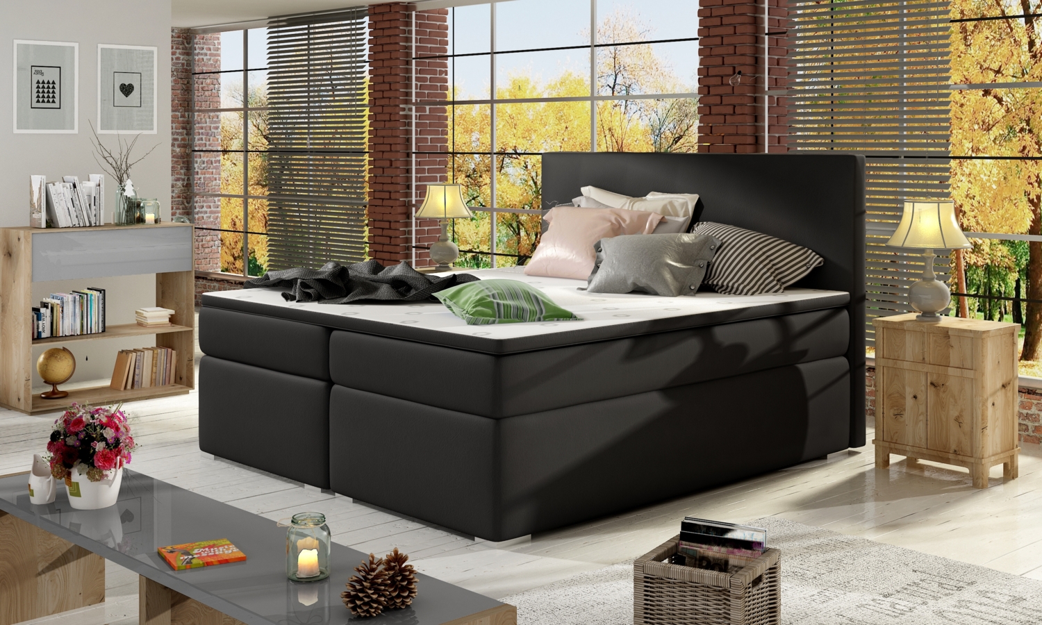 Divalo 140X200, Boxspring Bett, Schwarz Bild 1