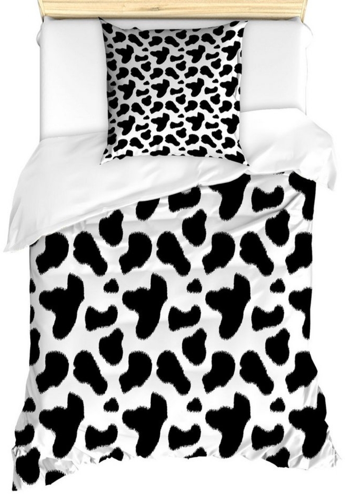 Abakuhaus Bettwäsche Milbensicher Allergiker geeignet mit Kissenbezug, Microfaser, Kuh-Druck Kuhfell Schwarz Spots Bild 1