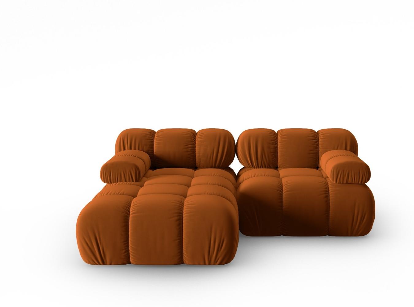 Micadoni Modulares Ecksofa Bellis 3-Sitzer Links Samtstoff Terrakotta Bild 1