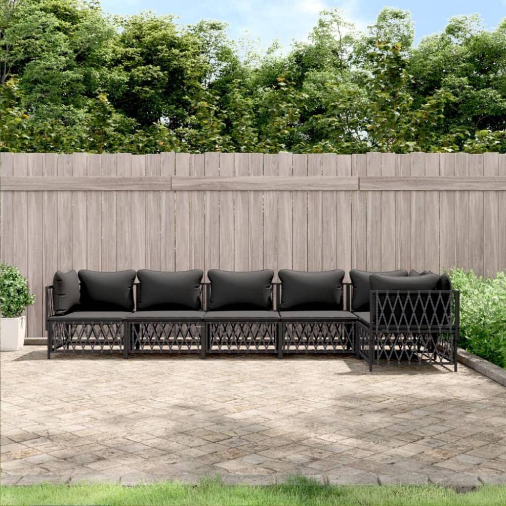 vidaXL 6-tlg. Garten-Lounge-Set mit Kissen Anthrazit Stahl 3186877 Bild 1