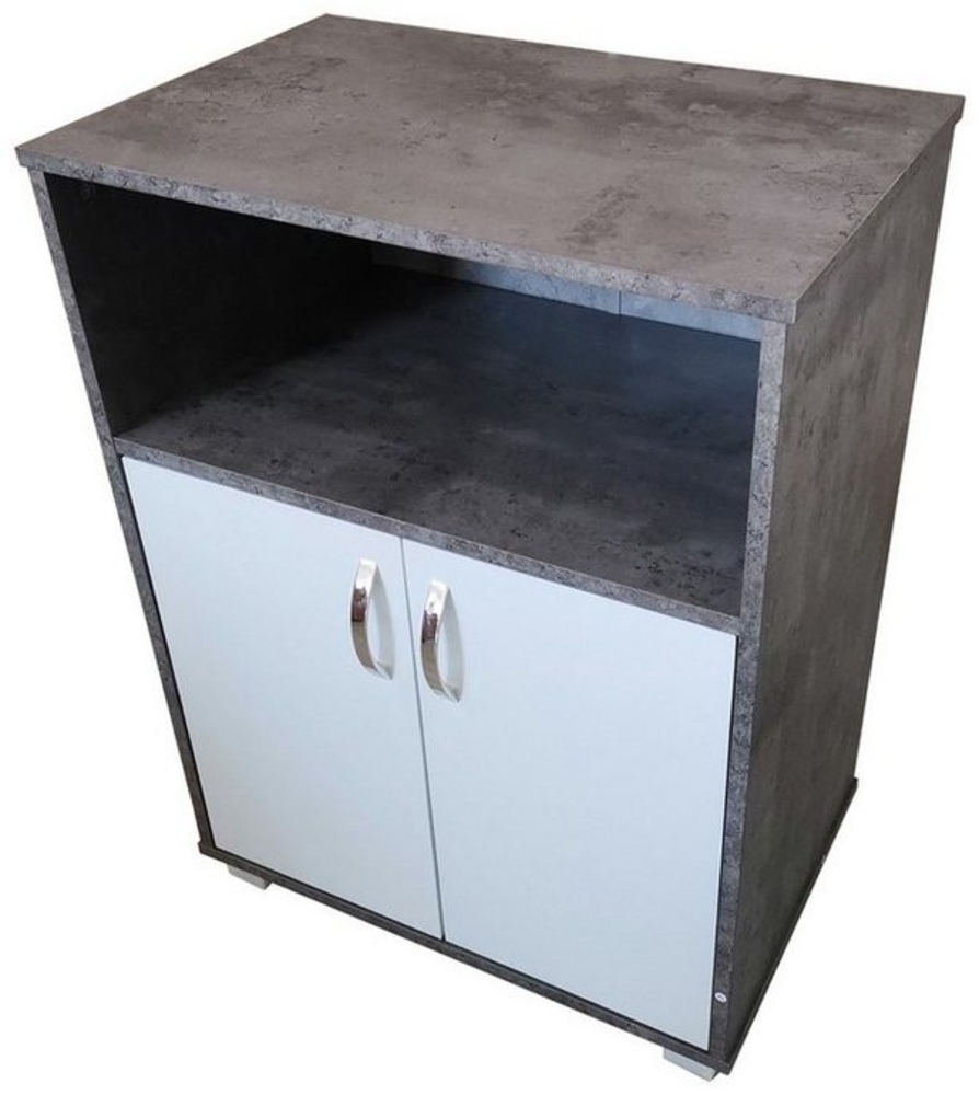 HTI-Living Hochschrank Küchenschrank Beton mit weißen Türen Blanca (Stück, 1-St, 1 Küchenschrank) Anrichte Mehrzweckschrank Bild 1