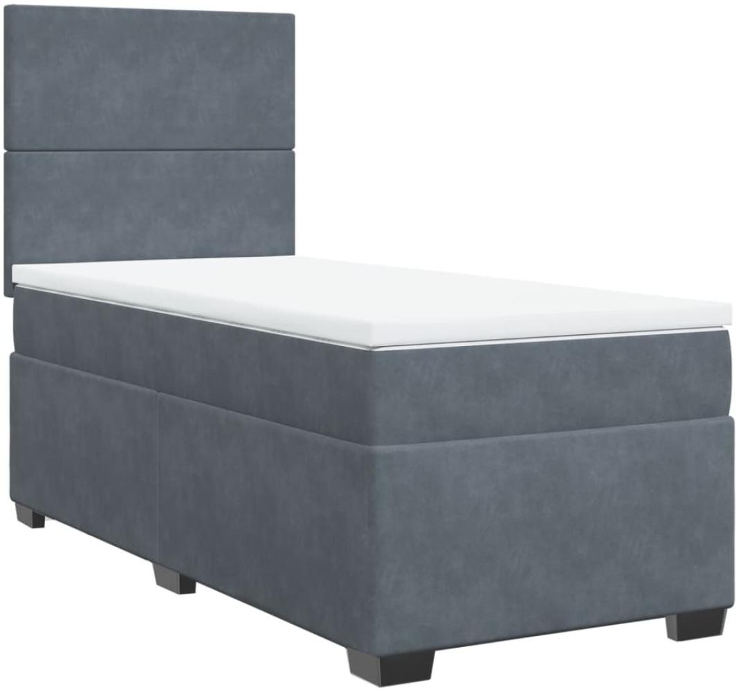vidaXL Boxspringbett mit Matratze Dunkelgrau 90x190 cm Samt 3290781 Bild 1