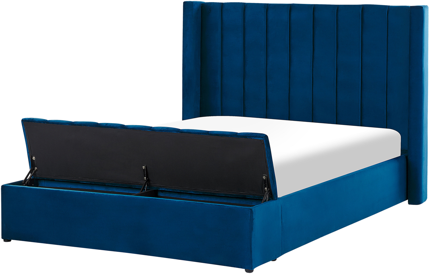 Wasserbett Samtstoff marineblau mit Stauraum 140 x 200 cm NOYERS Bild 1