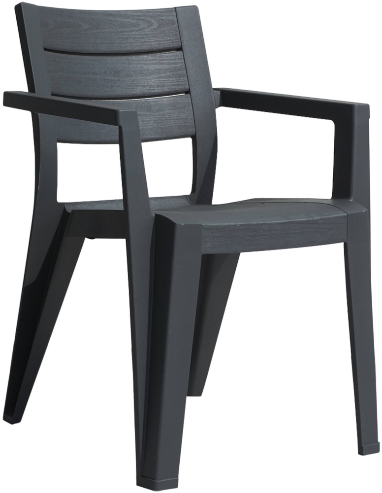 Dmora Set mit 6 Gartenstühlen Courtenay, Gartensitz, Outdoor-Stuhl, Outdoor-Sessel, 62x59 h79 cm, Anthrazit Bild 1