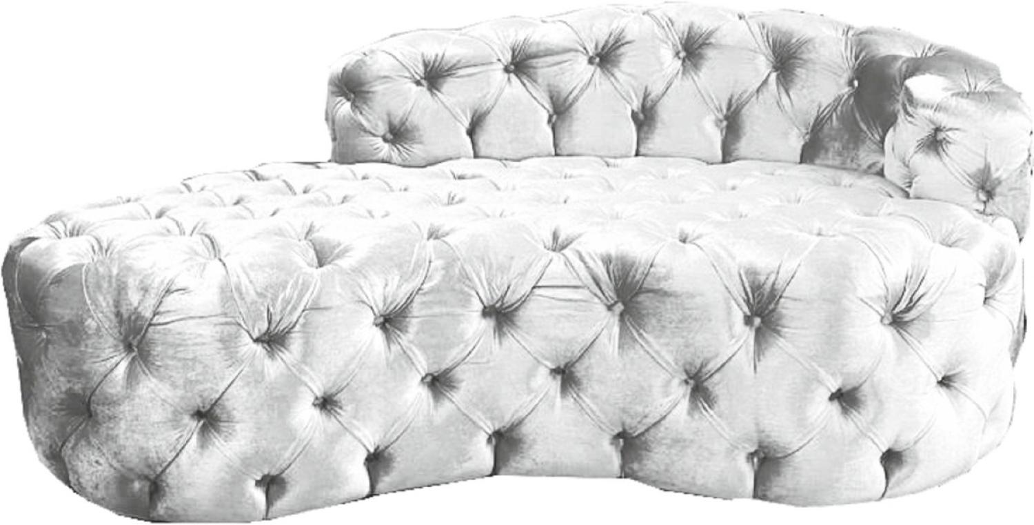 Casa Padrino Luxus Chesterfield Samt Chaiselongue Silbergrau Bild 1